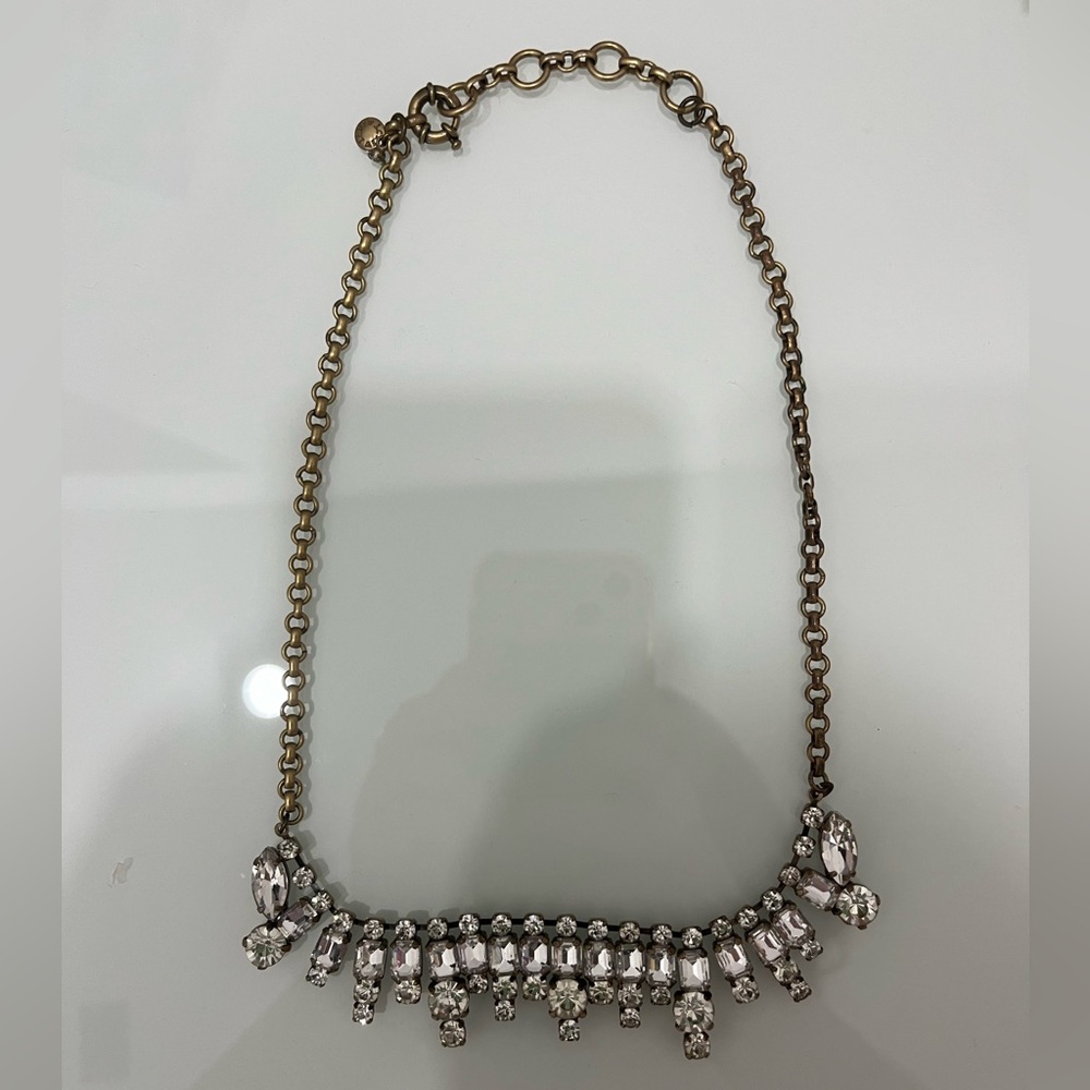 J.Crew Silver Gemstone Statement Necklace - image 1